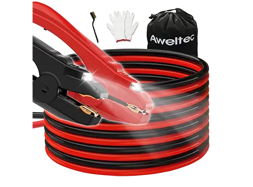 AWELTEC 6 號 16 英尺跨接電纜，帶 LED 燈，適用於汽車 SUV 卡車