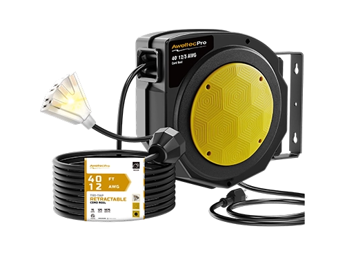 AweltecPro 40FT 可伸縮延長線捲軸，12/3 AWG，ETL 認證